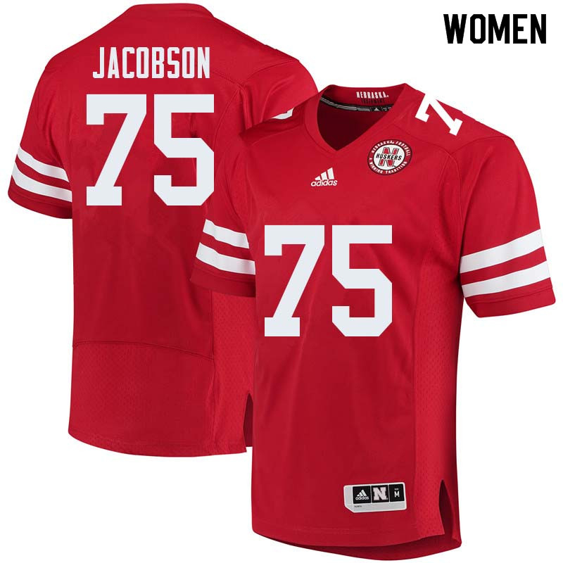 Women #75 Larry Jacobson Nebraska Cornhuskers College Football Jerseys Sale-Red - Click Image to Close